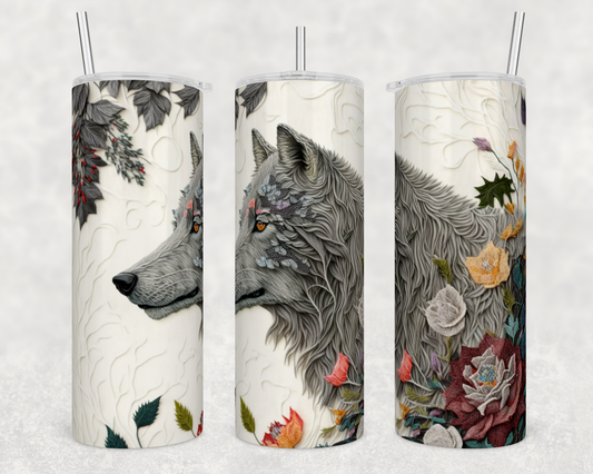 Embroidered wolf2 - Skinny Tumbler