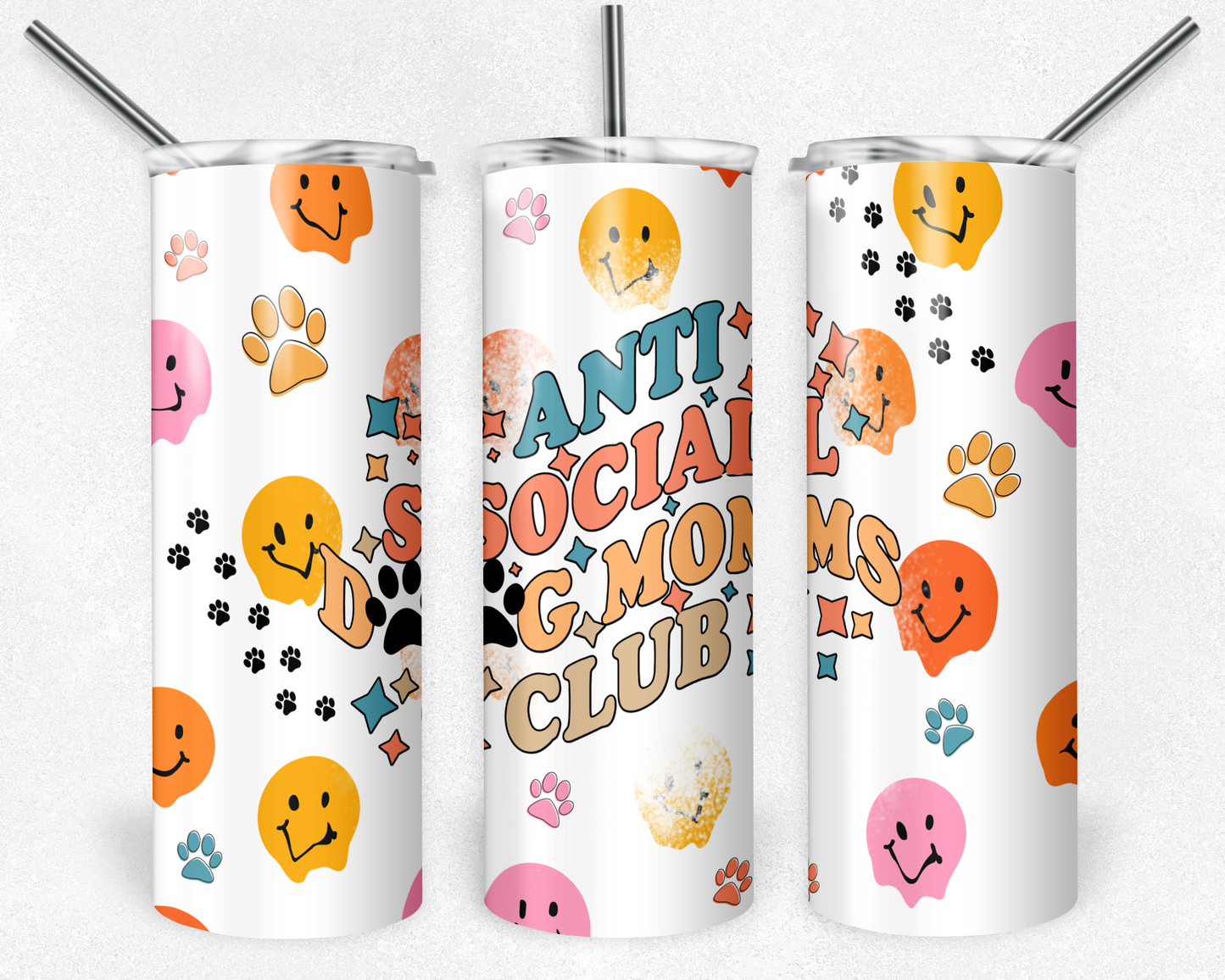 Anti social dogs Moms club - Skinny Tumbler