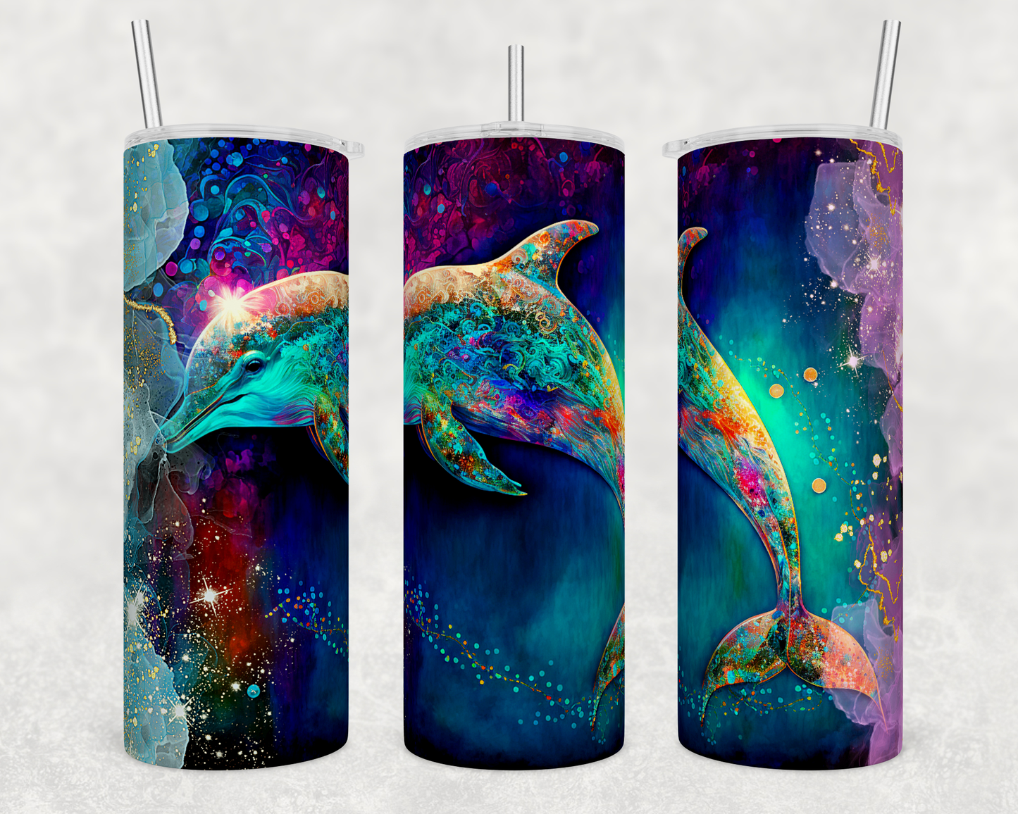 Colorful dolphin - Skinny Tumbler