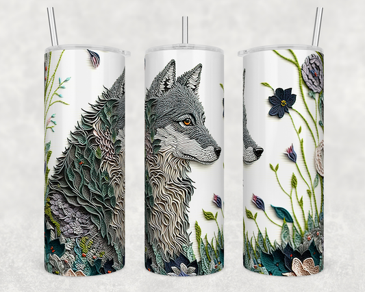 Embroidered wolf - Skinny Tumbler