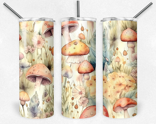 Flowers and Mushrooms - Skinny Tumbler