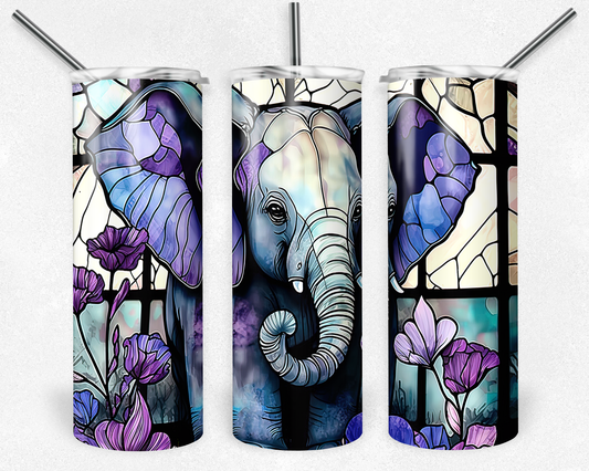 Stained glass elephant - Skinny Tumbler