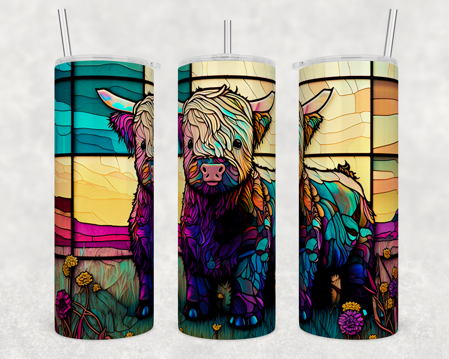 Stained glass highland - Skinny Tumbler