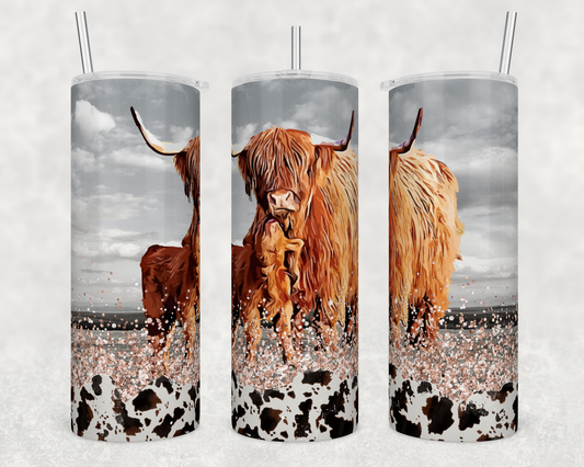 Mama and baby Highland - Skinny Tumbler