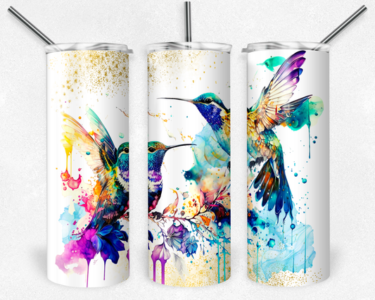 Water color hummingbirds - Skinny Tumbler