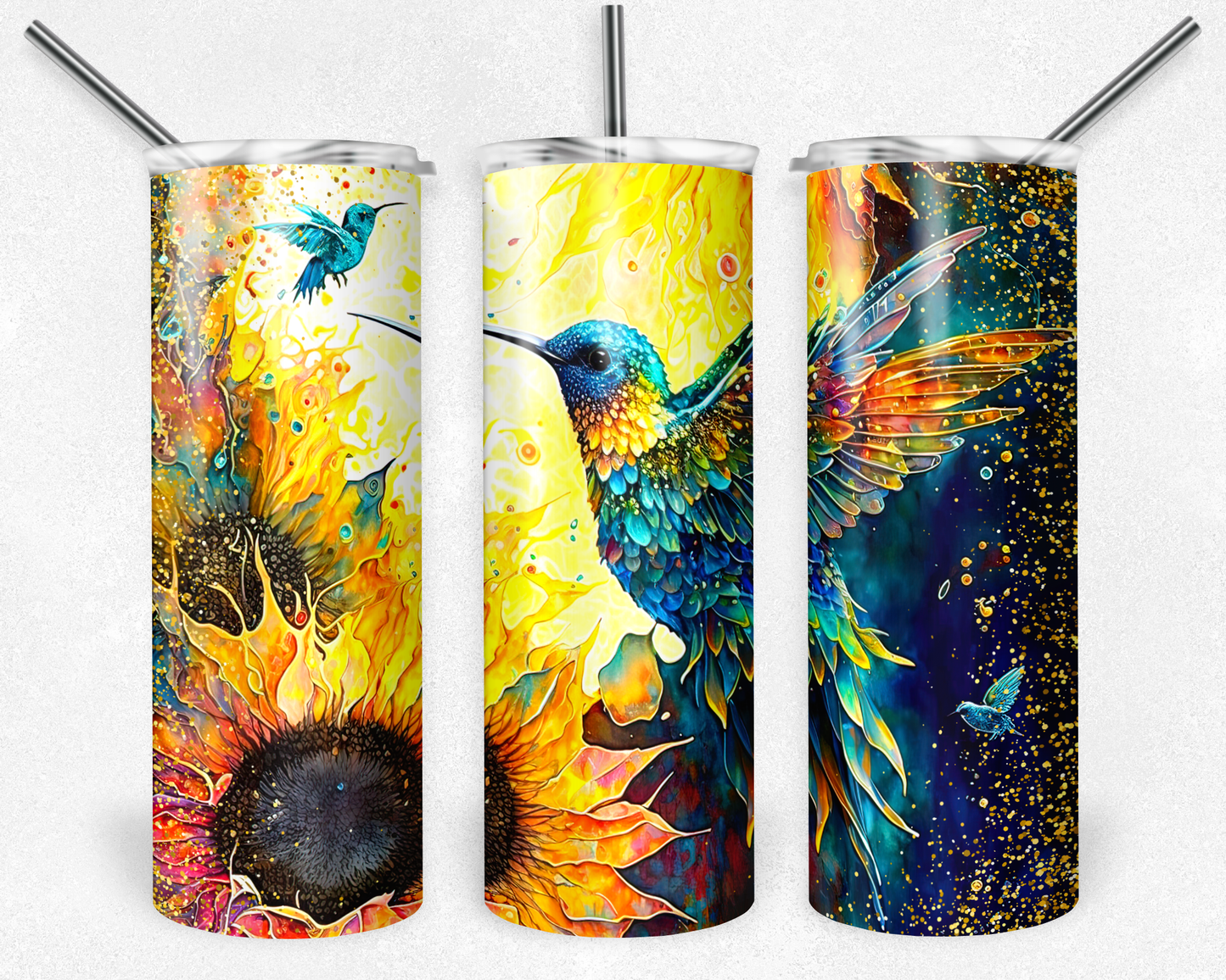 Alcohol ink hummingbird - 20oz Tumbler