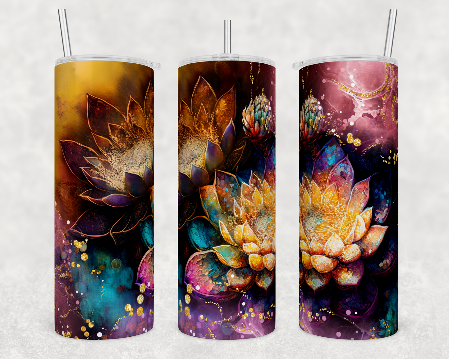 Colorful Lotus - 20 oz skinny tumbler