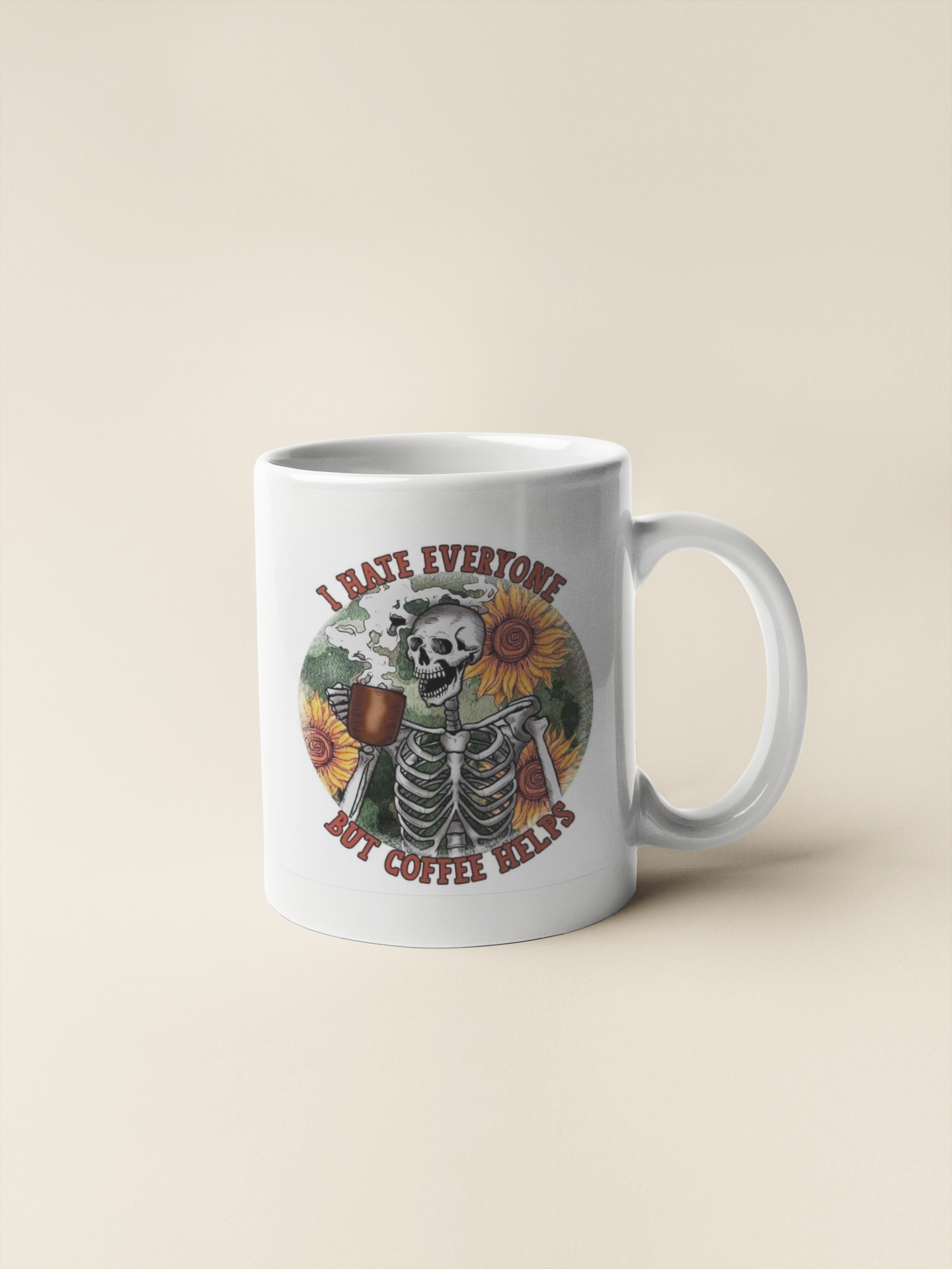 I hate everyone but coffee helps skeleton - coffee mug