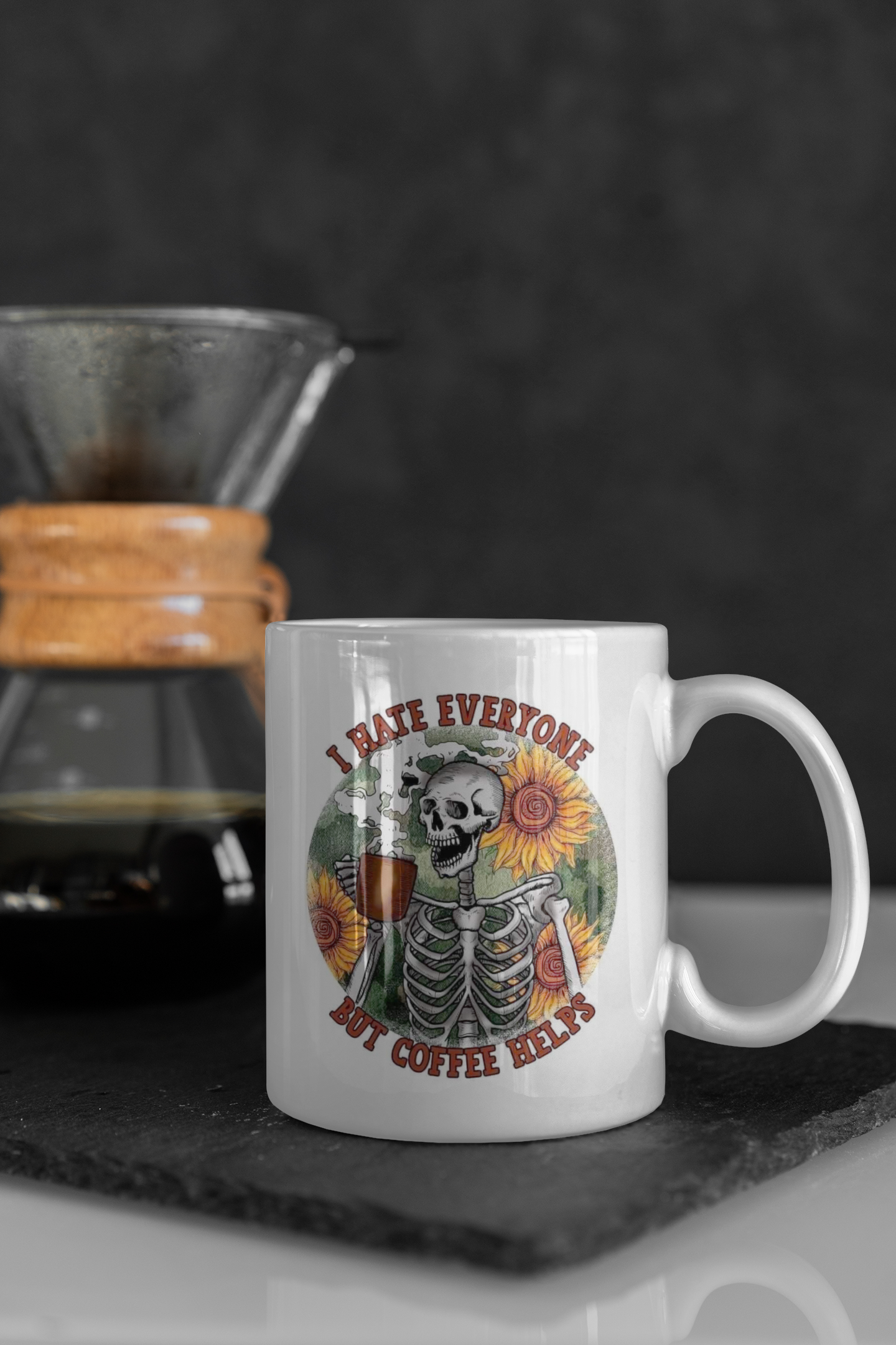 I hate everyone but coffee helps skeleton - coffee mug