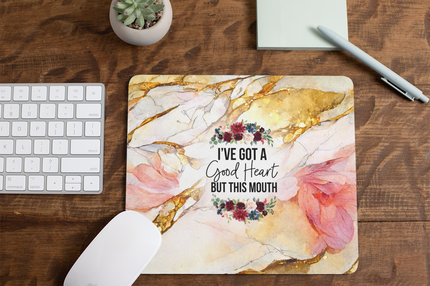 I've got a good heart but this mouth, marble - Mouse Pad