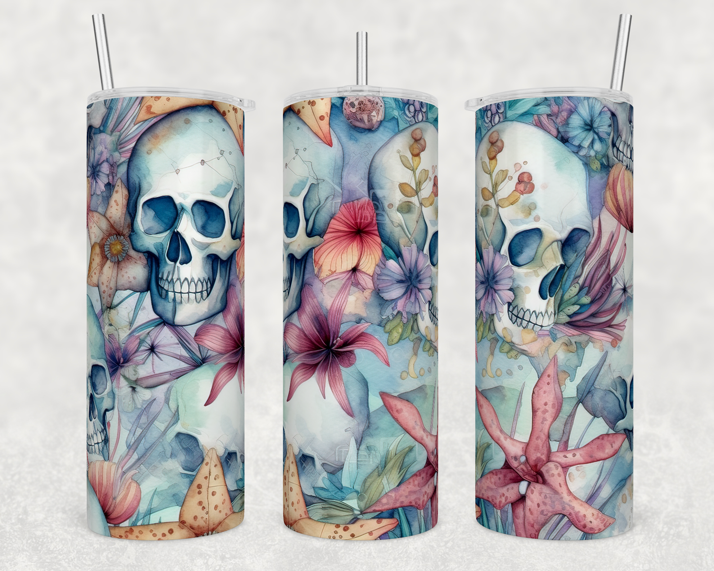 Underwater skulls - Skinny Tumbler