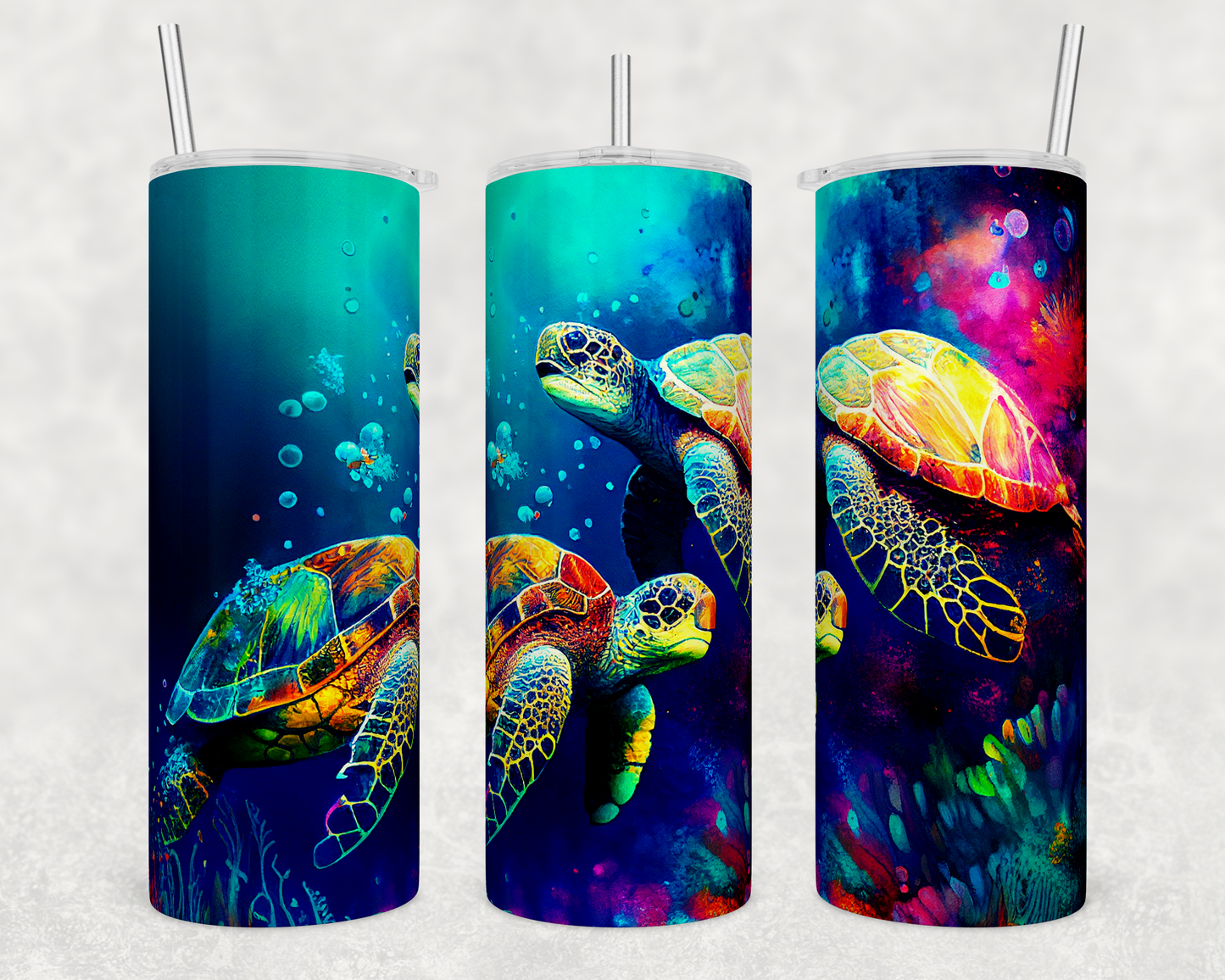 Sea turtles artistic - Skinny Tumbler