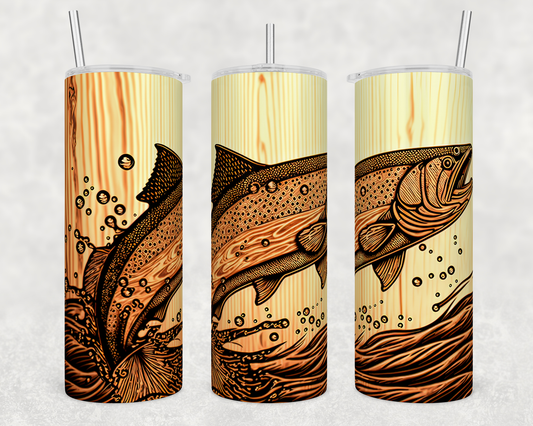 Trout wood look - Skinny Tumbler