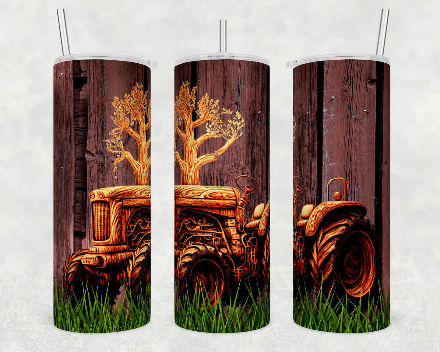 Tractor tree and barn - Skinny Tumbler