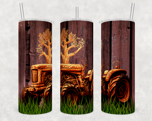 Tractor tree and barn - Skinny Tumbler